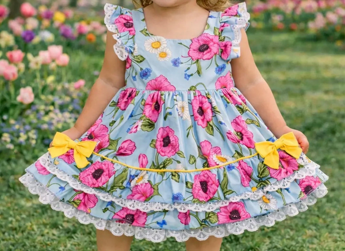 blue-floral-double-ruffle-dress