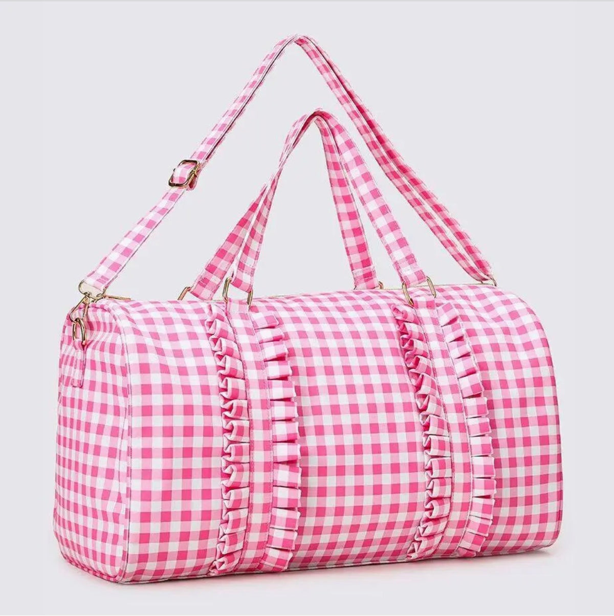 pink-checkered-weekender-duffle-bag