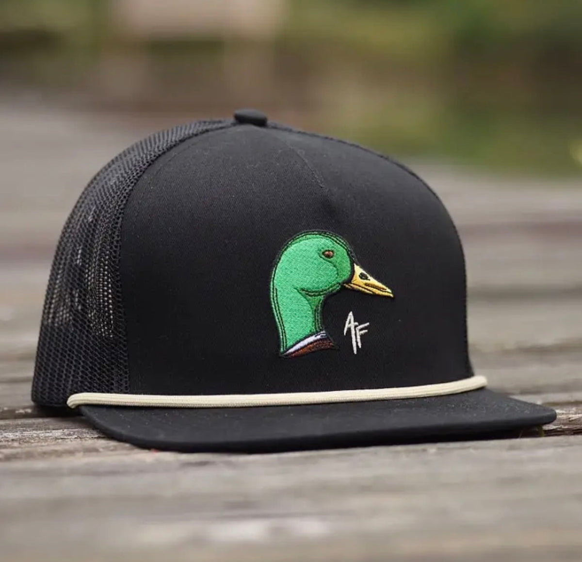 all-black-rope-mallard-head-american-fletcher-hat