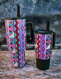 purple-vintage-geo-flip-lid-tumbler