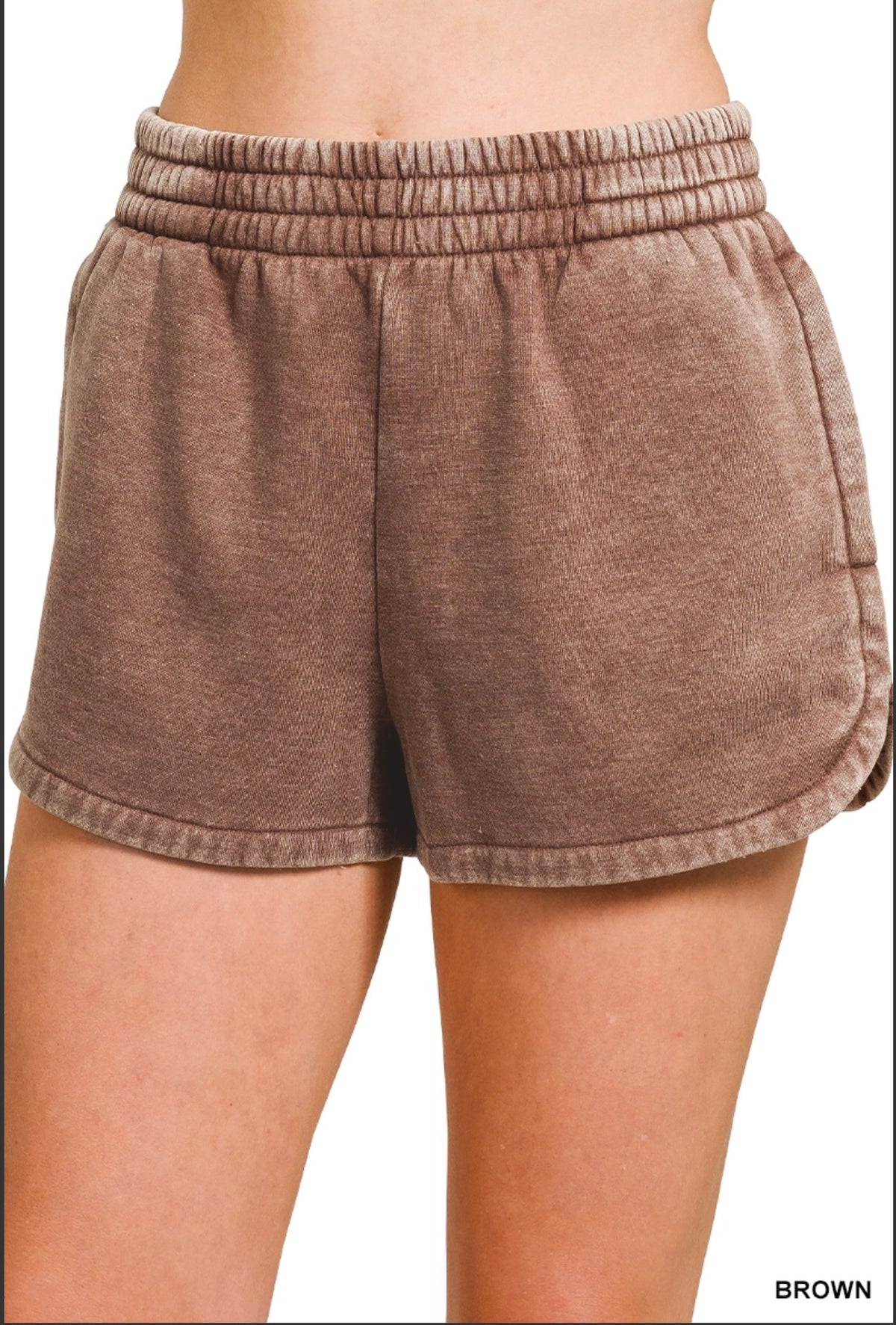 zenana-fleece-shorts-brown