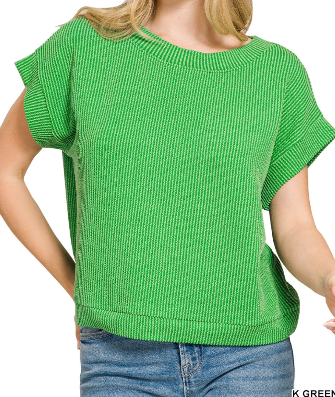 zenana-raised-rib-top-kelly-green