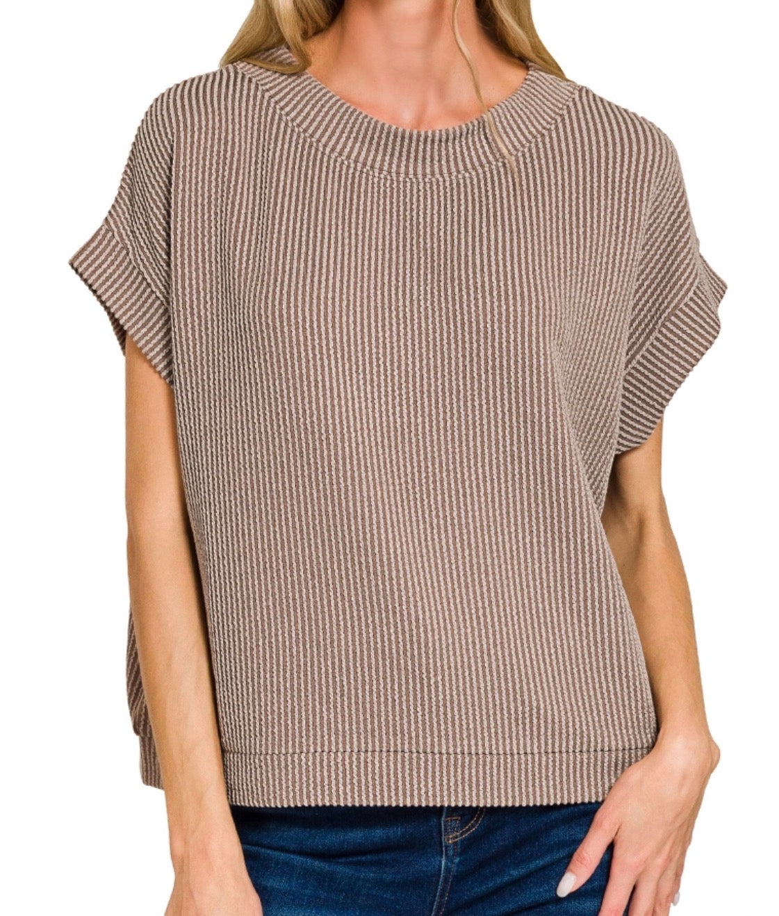 zenana-raised-rib-top-mocha