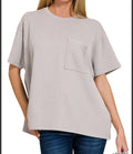 zenana-rib-oversized-front-pocket-tee-light-grey