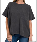 zenana-rib-oversized-front-pocket-tee-charcoal