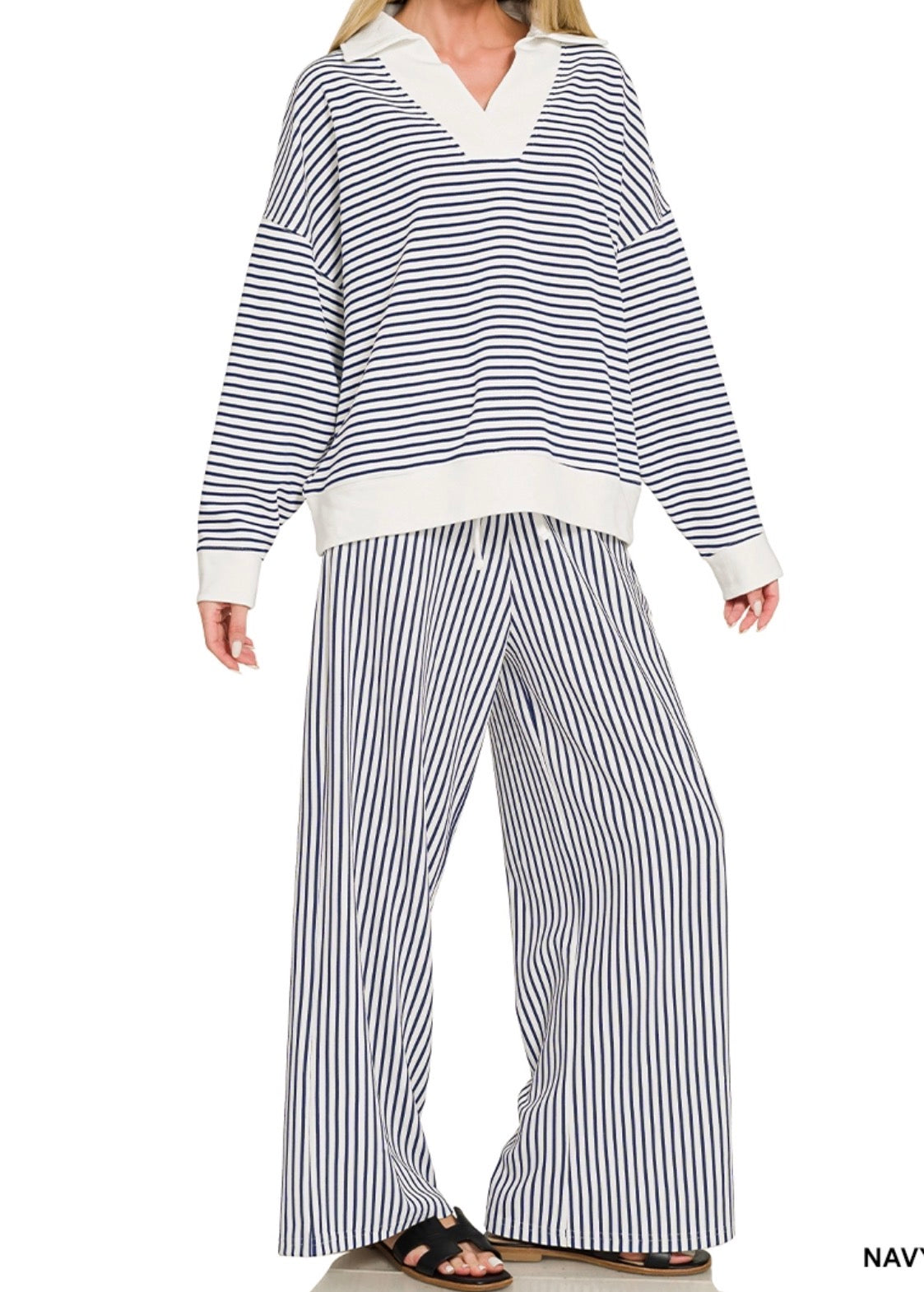 zenana-striped-oversized-collar-top-and-pants-set-navy