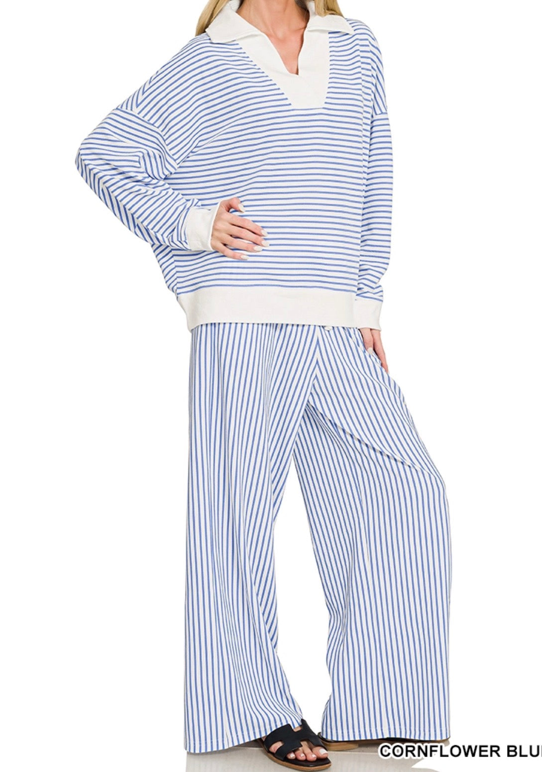 zenana-striped-oversized-collar-top-and-pants-set-cornflower-blue