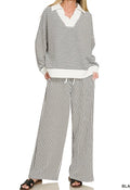 zenana-striped-oversized-collar-top-and-pants-set-black