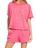 zenana-cotton-top-and-shorts-set-fuchsia
