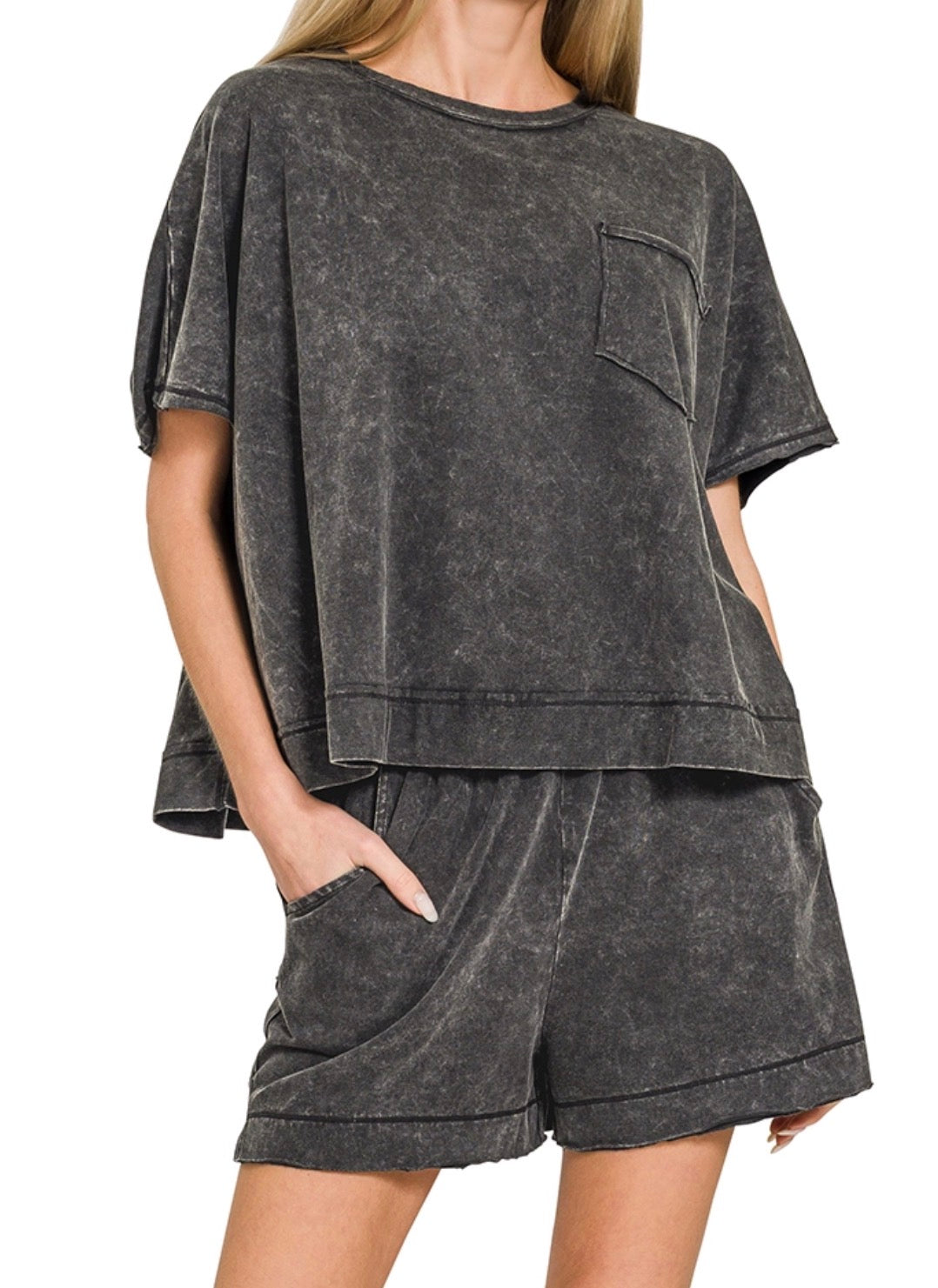 zenana-cotton-top-and-shorts-set-black