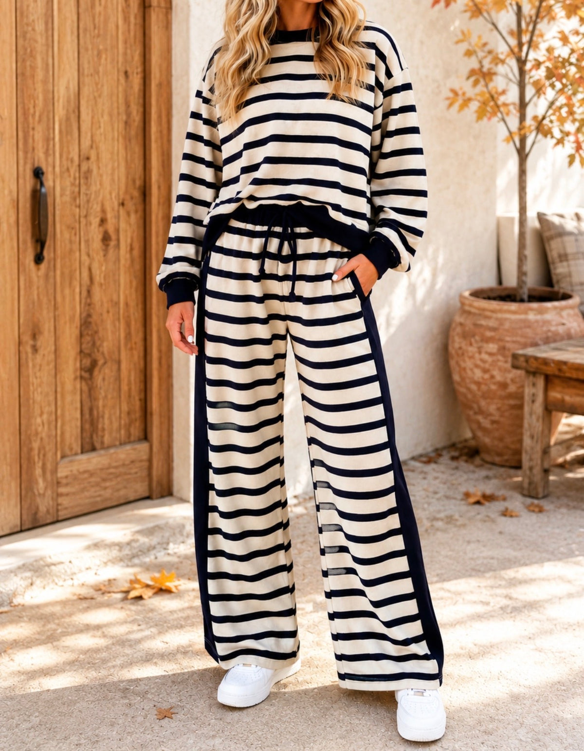 beige-stripe-drawstring-set