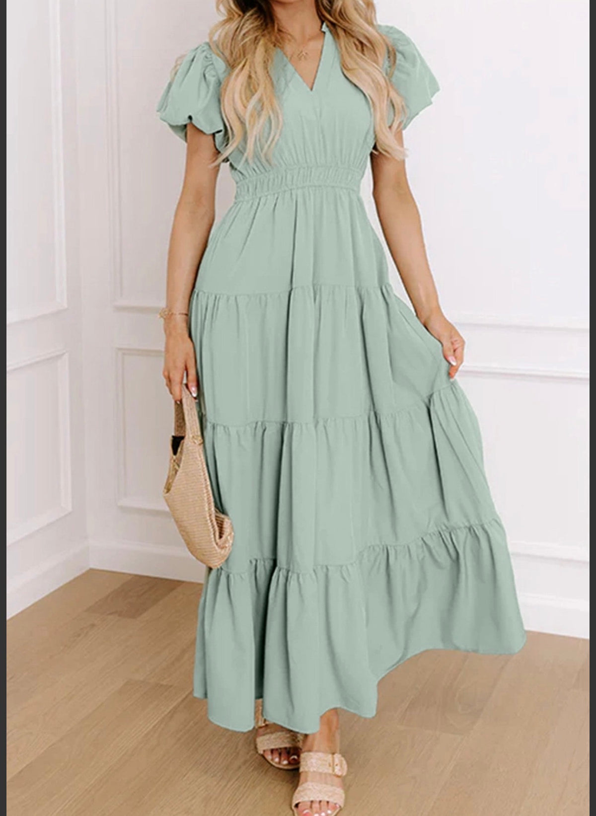 aqua-waist-tiered-dress